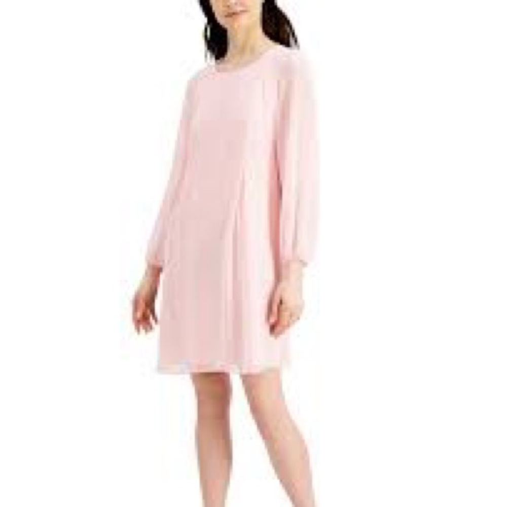 Powder pink long sleeve shift dress